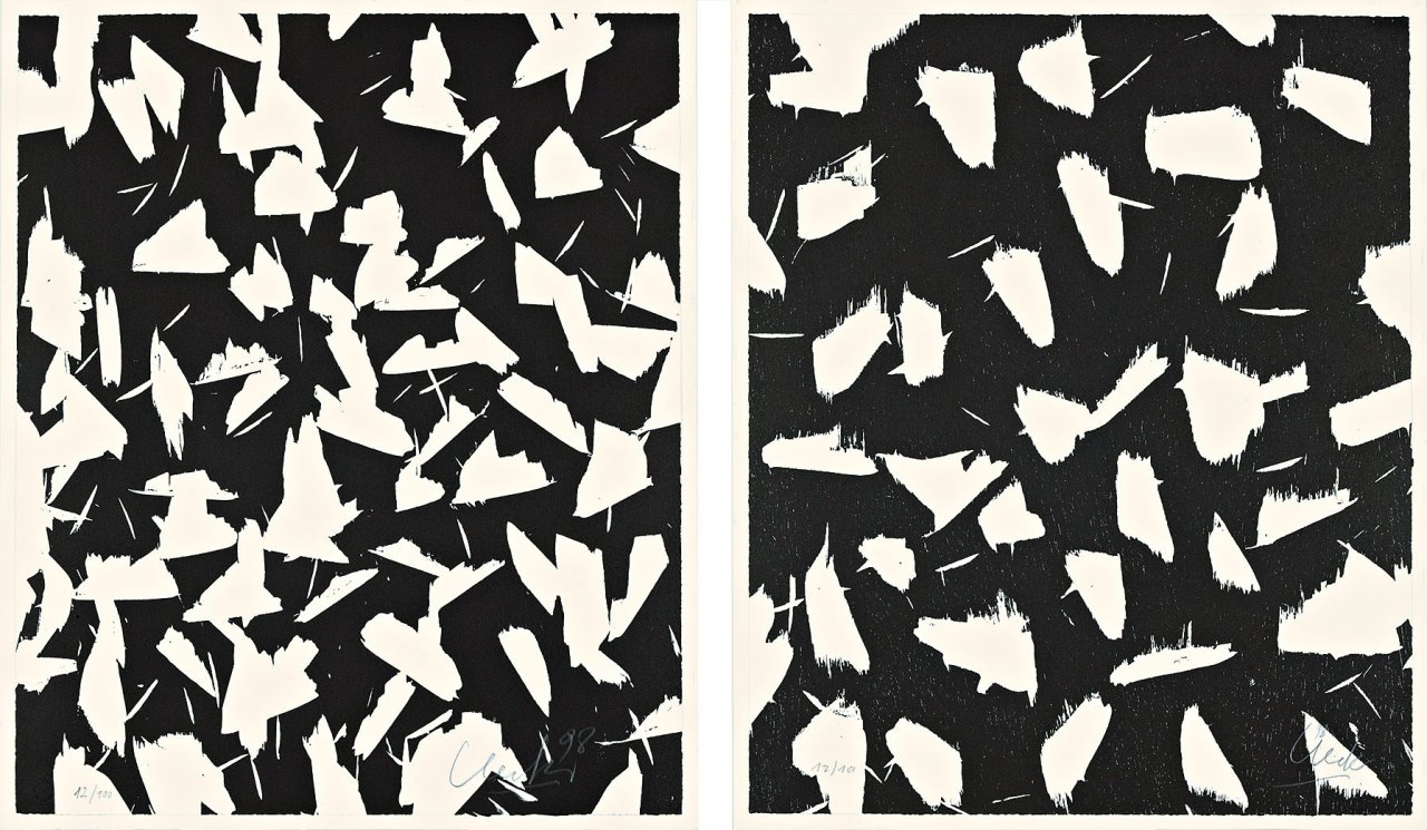 Auf diesem Bild ist das folgende Kunstwerk zu sehen: Günther Uecker. Aus: Lichtungen. 1998.