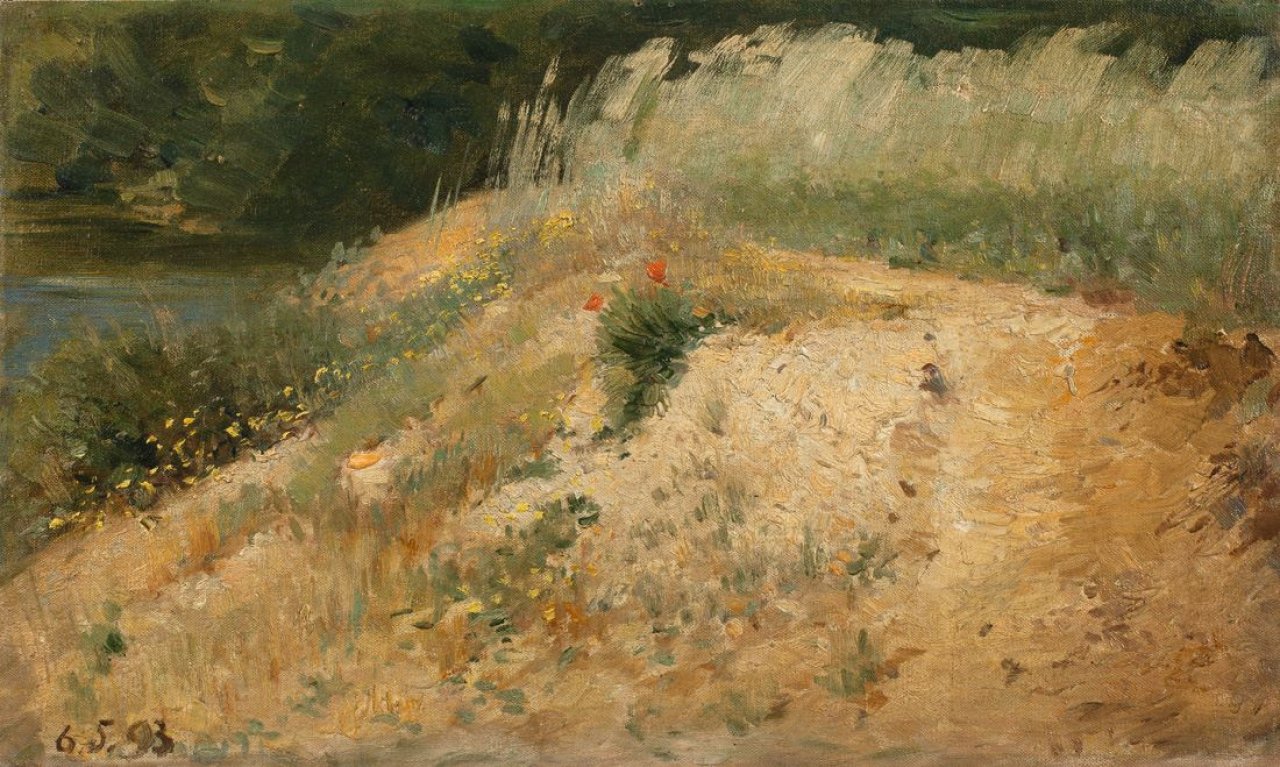 Auf diesem Bild ist das folgende Kunstwerk zu sehen: Robert Sterl. „Blumiger Hang“. 1893.