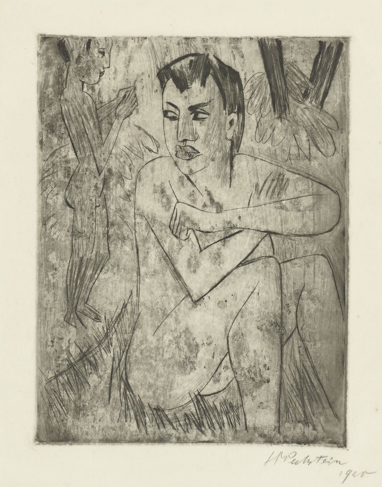 Auf diesem Bild ist das folgende Kunstwerk zu sehen: Max Pechstein. „Vergrämt“. 1920.