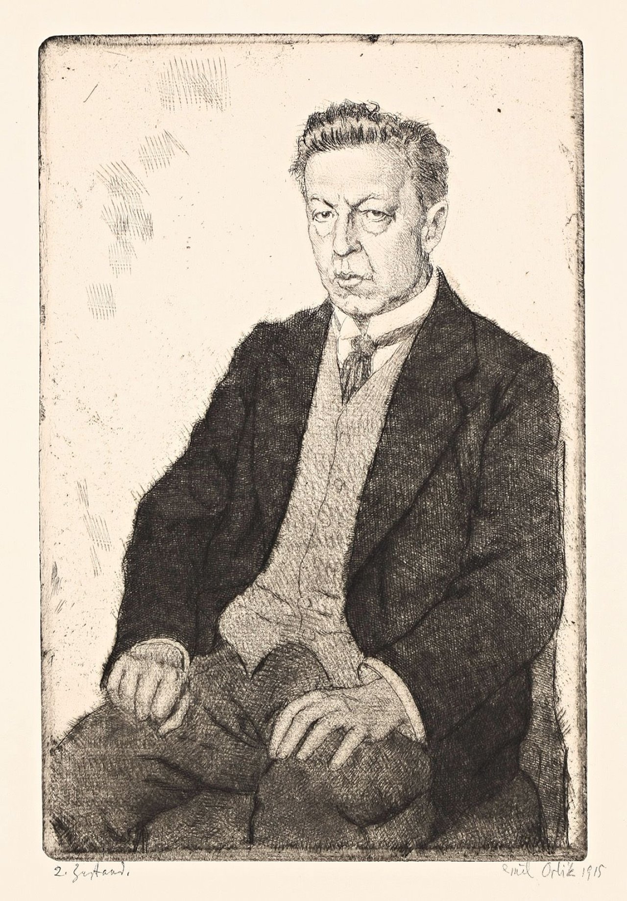 This picture shows the following artwork: Emil Orlik. „Bronisław Huberman“ / Bildnis eines Herrn. 1932 / 1915.