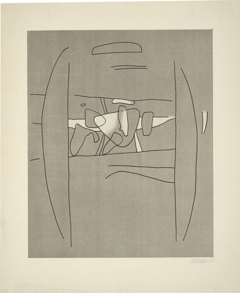 Auf diesem Bild ist das folgende Kunstwerk zu sehen: Willi Baumeister. „Segmente mit Figuren“. 1936.