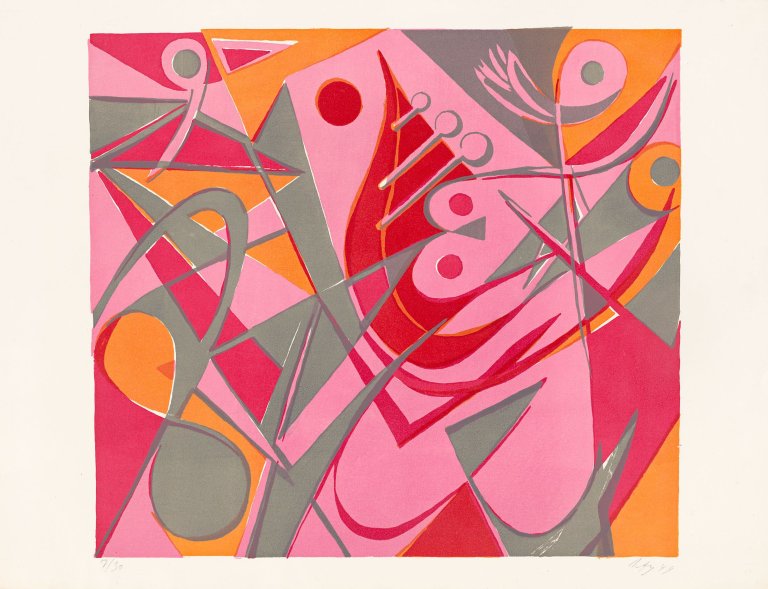 This picture shows the following artwork: Ernst Wilhelm Nay. „David und Bathseba“. 1949.