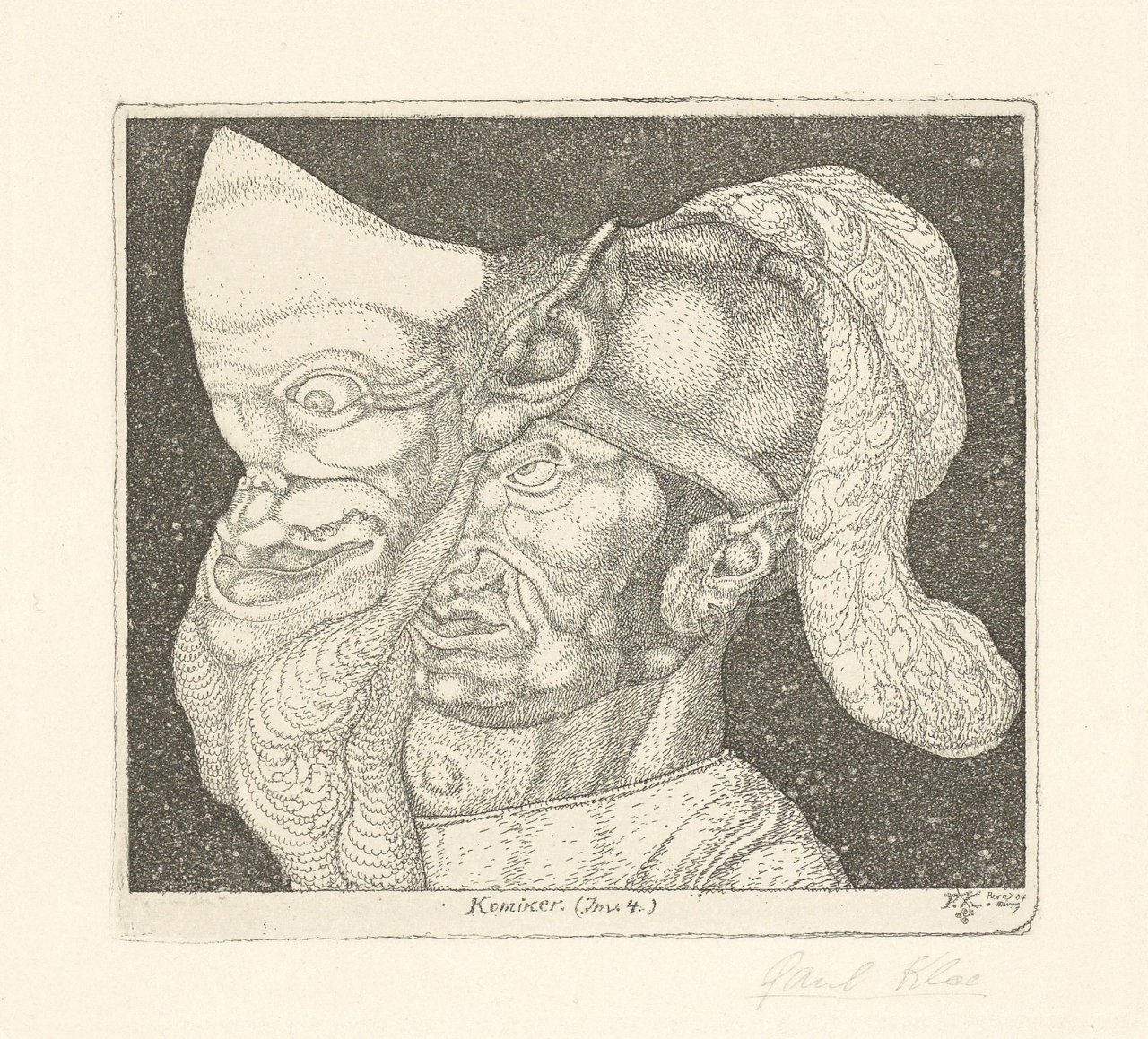 Auf diesem Bild ist das folgende Kunstwerk zu sehen: Paul Klee. „Komiker (Inv. 4)“. 1904.