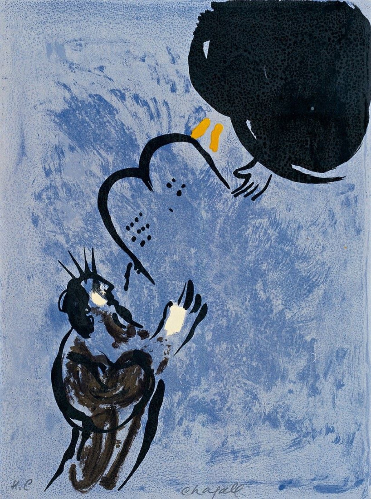 Auf diesem Bild ist das folgende Kunstwerk zu sehen: Marc Chagall. „Moise reçoit les tables de la loi”. 1956.