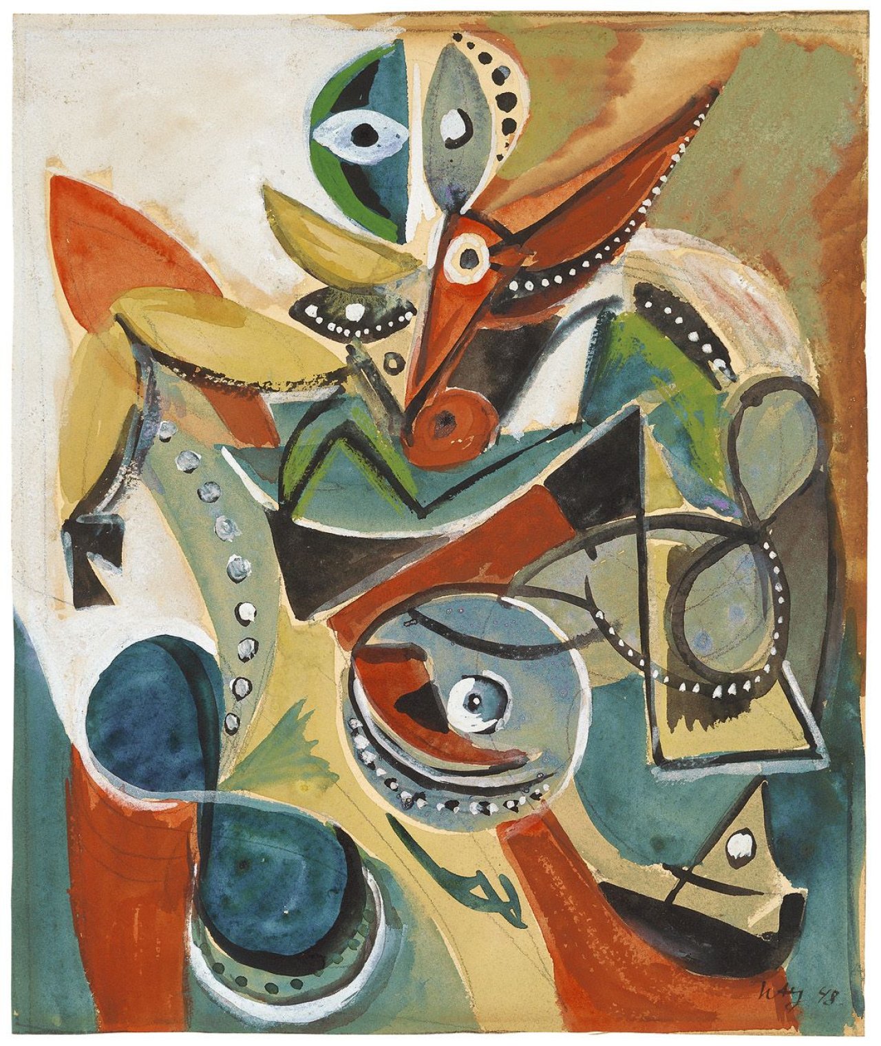 This picture shows the following artwork: Ernst Wilhelm Nay. „Der Hirte III“. 1948.