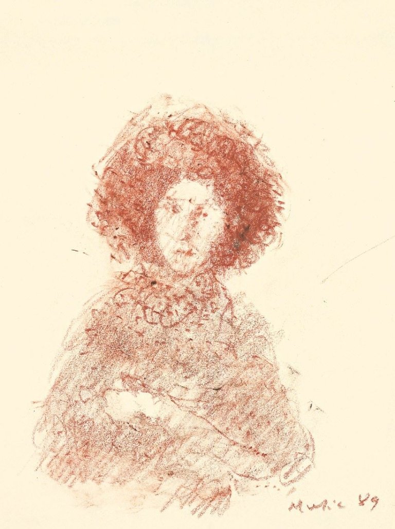 Auf diesem Bild ist das folgende Kunstwerk zu sehen: Zoran (Antonio) Music. Portrait. 1989.