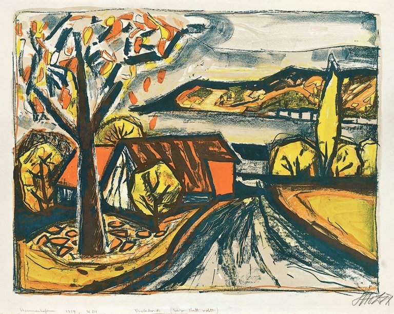 Auf diesem Bild ist das folgende Kunstwerk zu sehen: Otto Dix. „Hemmenhofen“. 1954.