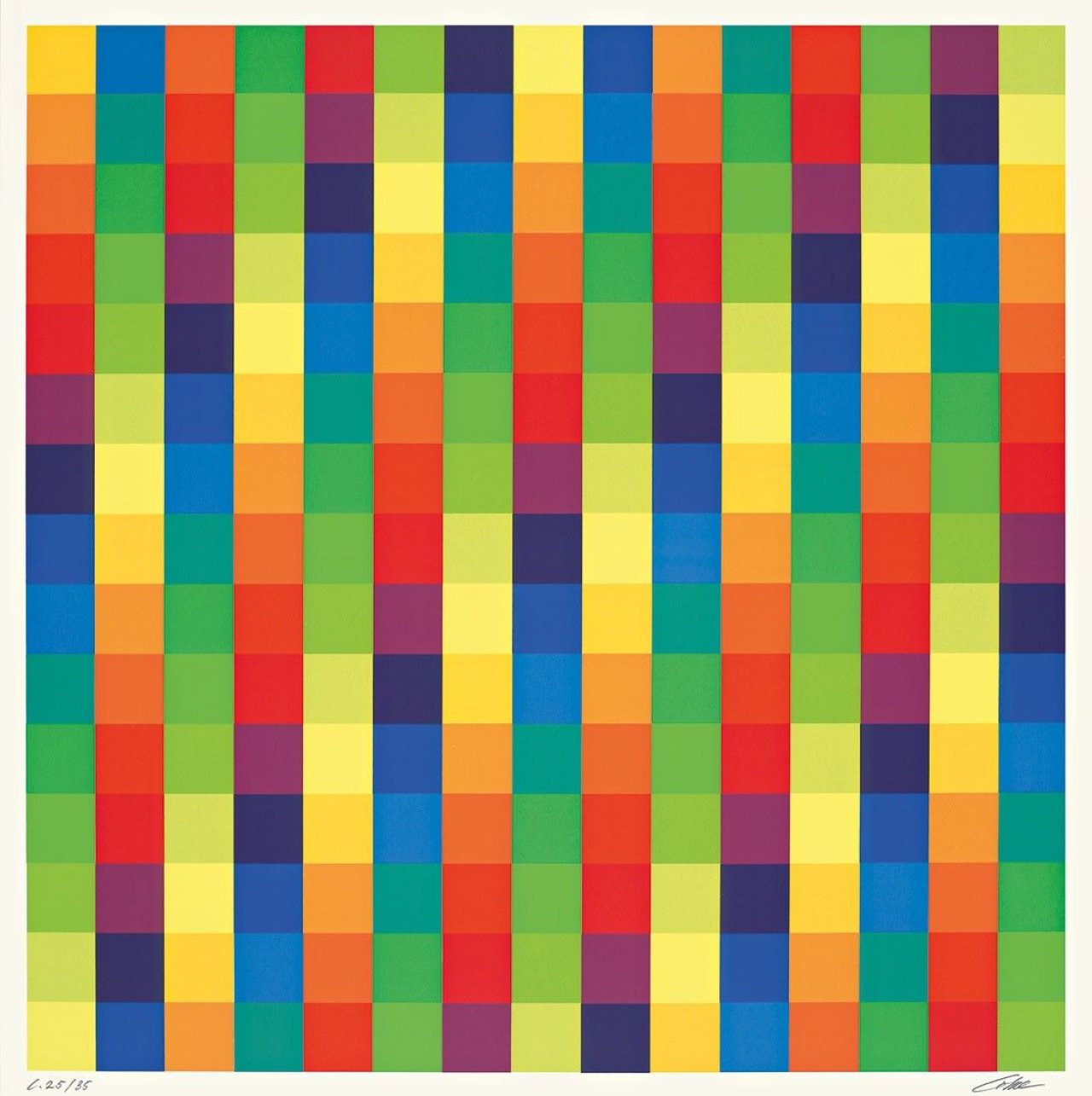 Auf diesem Bild ist das folgende Kunstwerk zu sehen: Richard Paul Lohse. „Modulare Ordnungen – Serielle Ordnungen“. 1976.