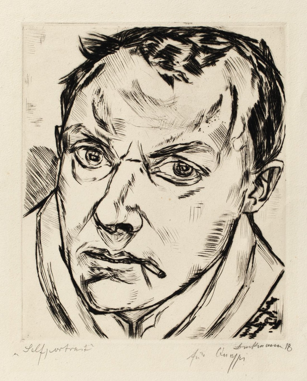 Auf diesem Bild ist das folgende Kunstwerk zu sehen: Max Beckmann. „Großes Selbstbildnis“. 1919.