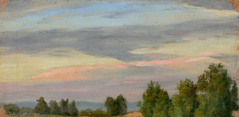 Auf diesem Bild ist das folgende Kunstwerk zu sehen:  Deutsch, um 1830/40. Italienischer Abendhimmel.