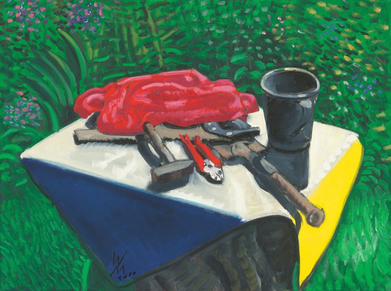 Auf diesem Bild ist das folgende Kunstwerk zu sehen: Wolfgang Mattheuer. „Gartenstilleben II“. 2000.
