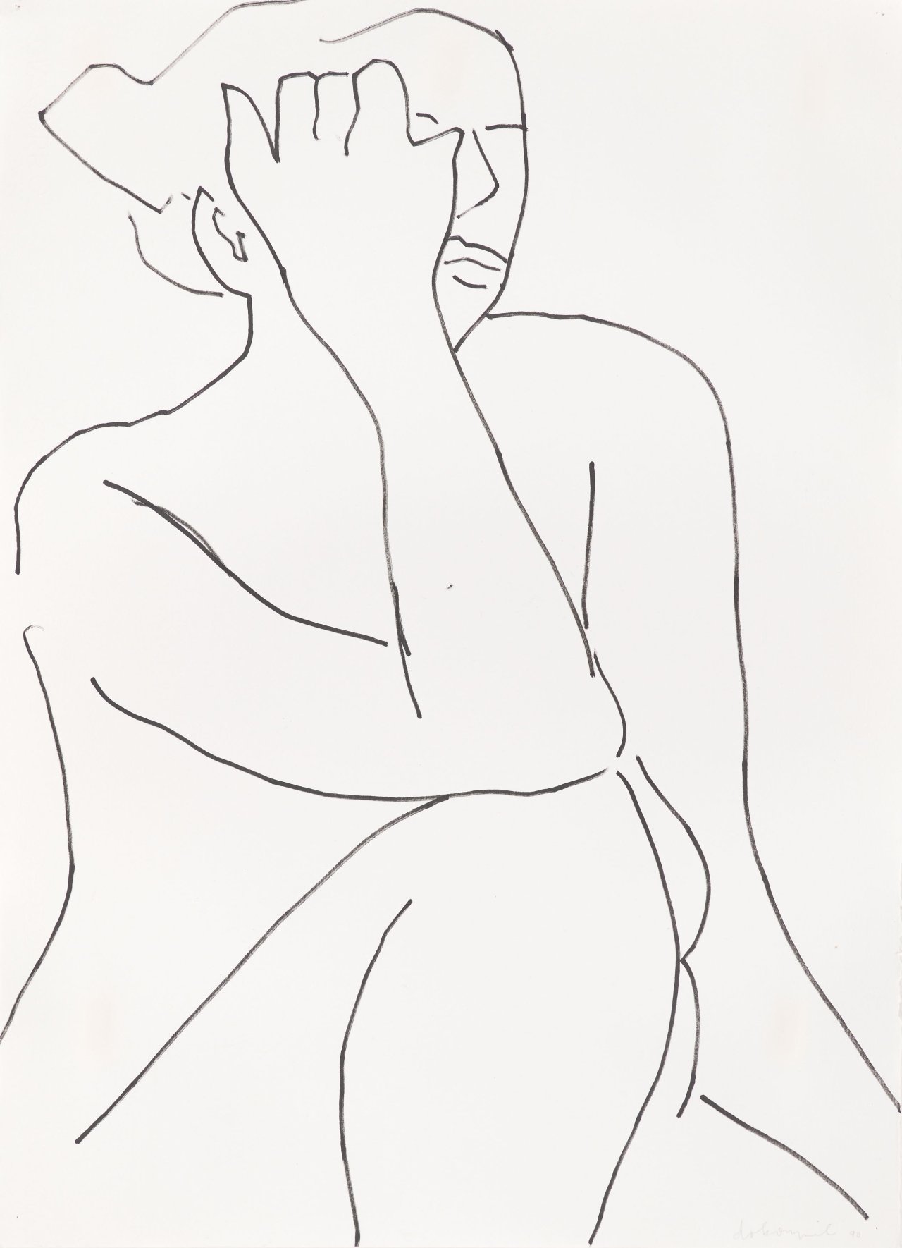 Auf diesem Bild ist das folgende Kunstwerk zu sehen: Jiří Georg Dokoupil. Sitzender Frauenakt mit aufgestütztem Arm. 1990.