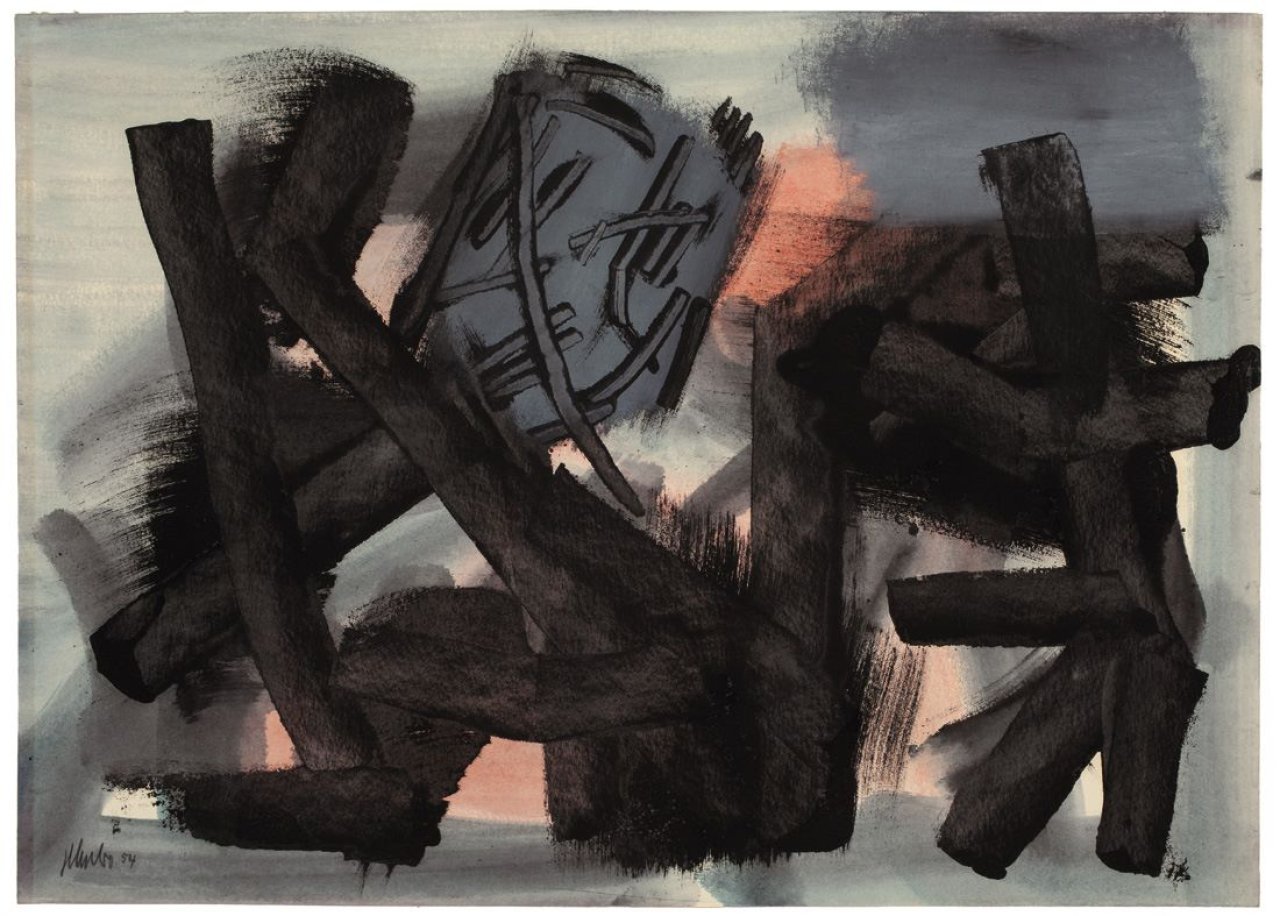 This picture shows the following artwork: Fritz Winter. „Vor Rot“. 1954.