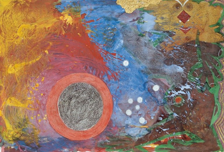 Auf diesem Bild ist das folgende Kunstwerk zu sehen: Michael Buthe. Fatima Regari. 1989.