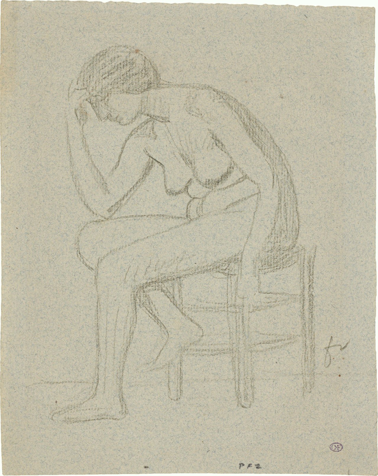 Auf diesem Bild ist das folgende Kunstwerk zu sehen: Félix Vallotton. Weibliches Modell auf einem Hocker.