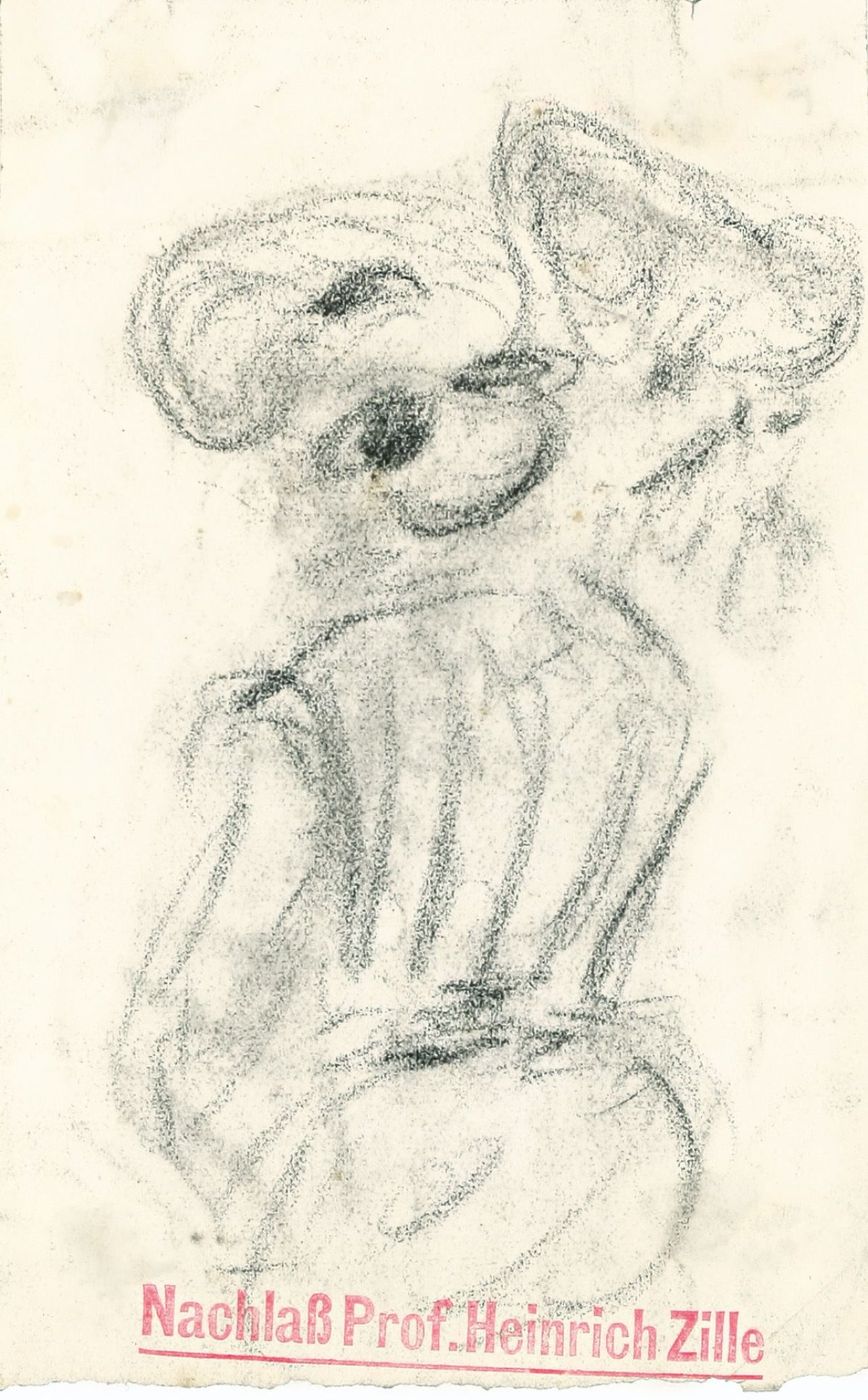 Auf diesem Bild ist das folgende Kunstwerk zu sehen: Heinrich Zille. Rückenansicht einer Dame.