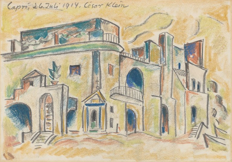 Auf diesem Bild ist das folgende Kunstwerk zu sehen: César Klein. Häuser auf Capri. 1914.