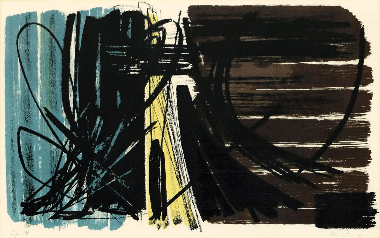 Auf diesem Bild ist das folgende Kunstwerk zu sehen: Hans Hartung. „L 1“. 1952/53.
