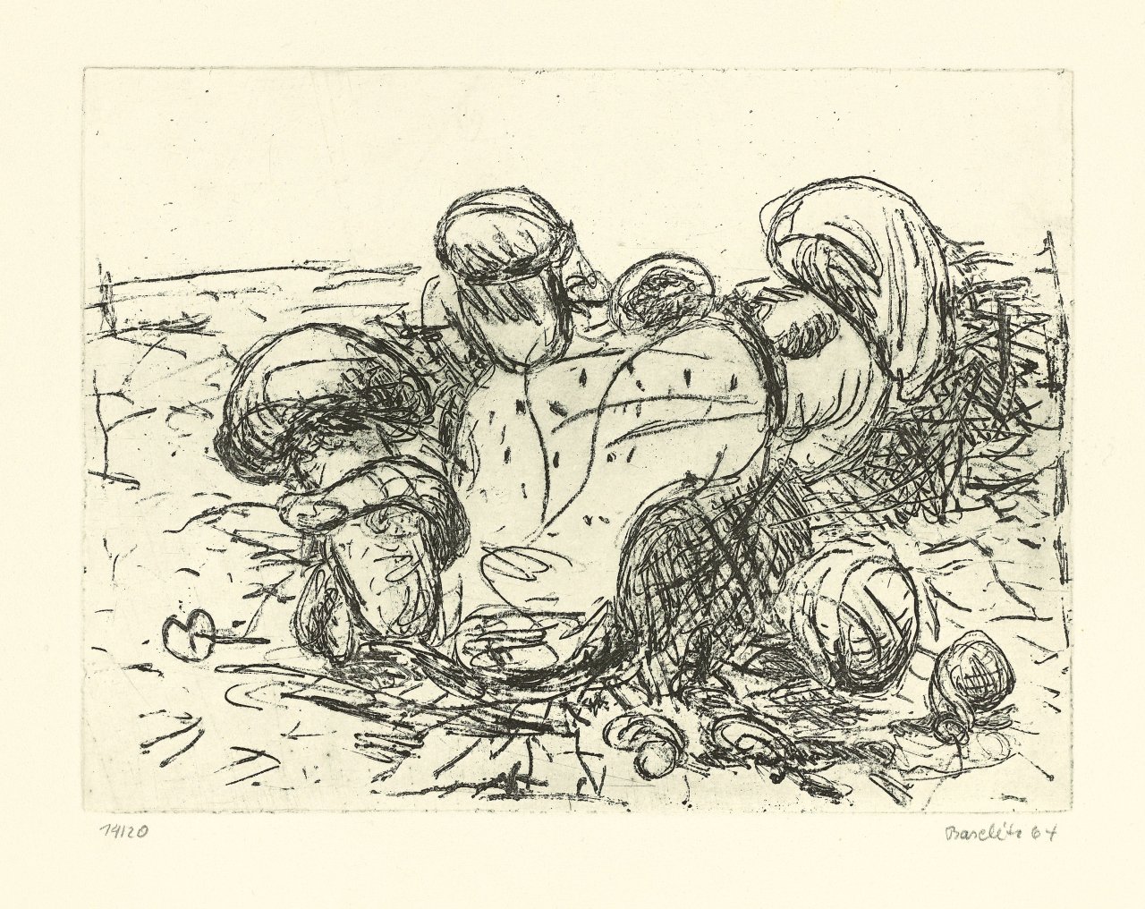 Auf diesem Bild ist das folgende Kunstwerk zu sehen: Georg Baselitz. „Pilze“. 1964.