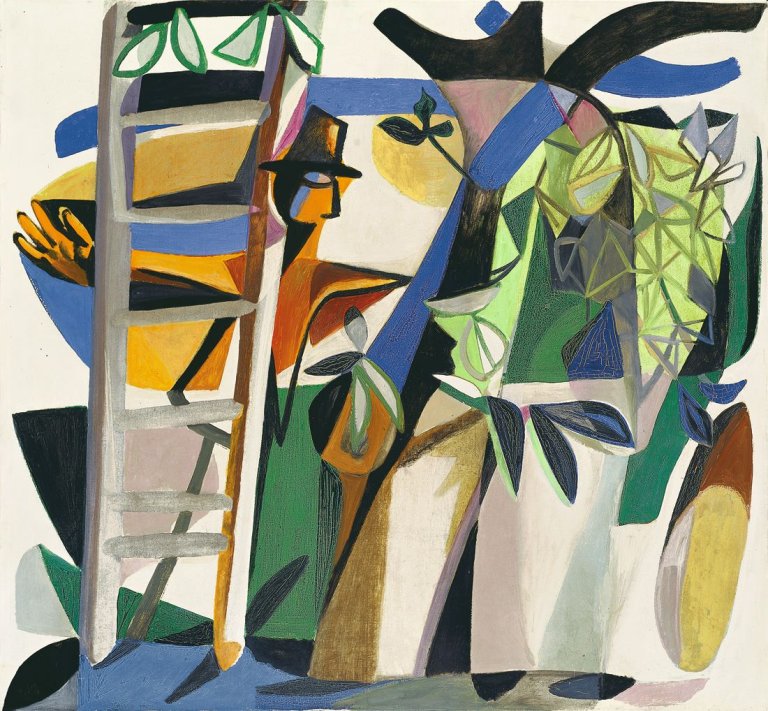 Auf diesem Bild ist das folgende Kunstwerk zu sehen: Georg Meistermann. „Die Vogelscheuche“. 1949.