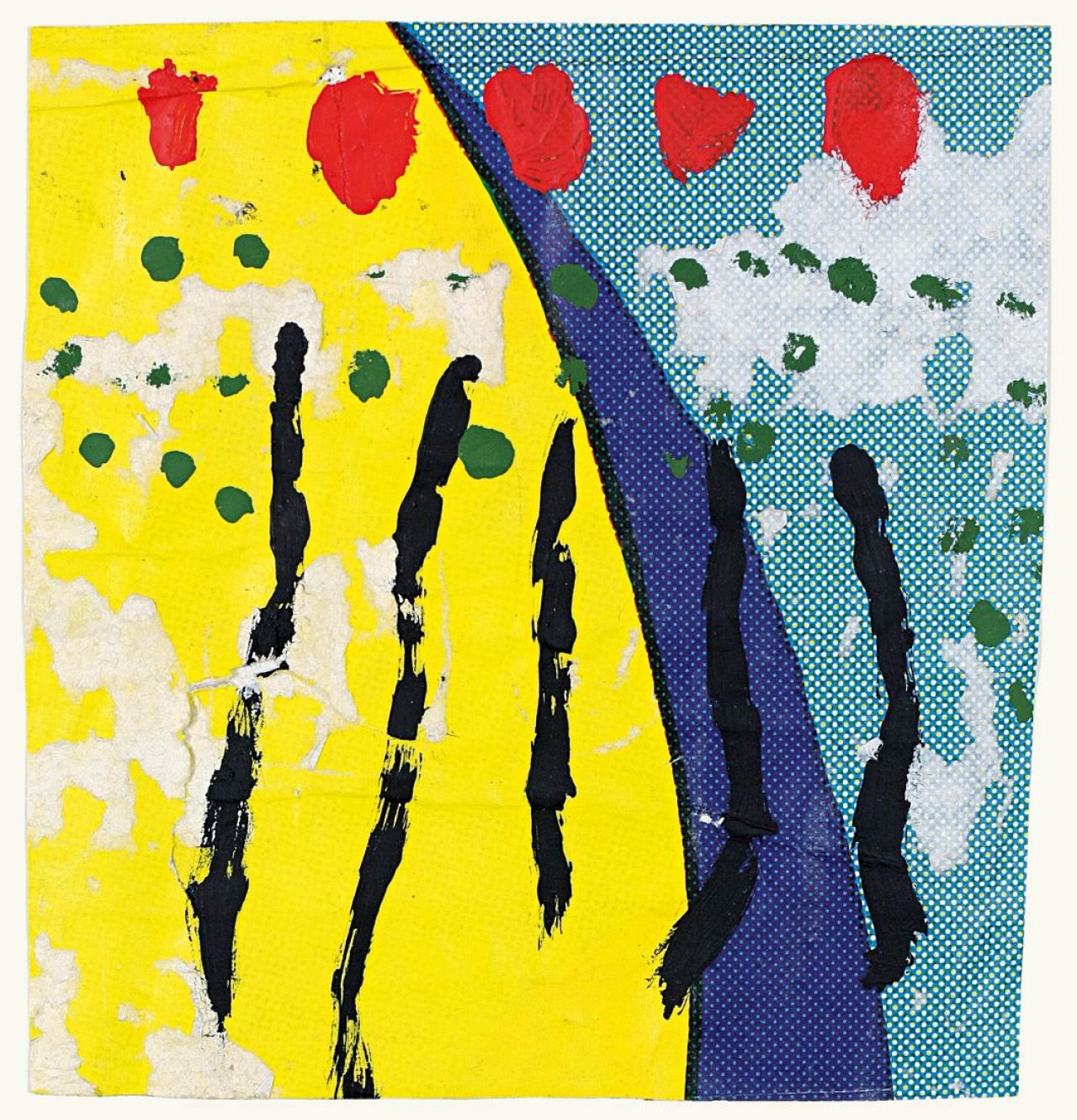 Auf diesem Bild ist das folgende Kunstwerk zu sehen: Mimmo (Domenico) Rotella. „Homage to Miró“. 1992/1993.