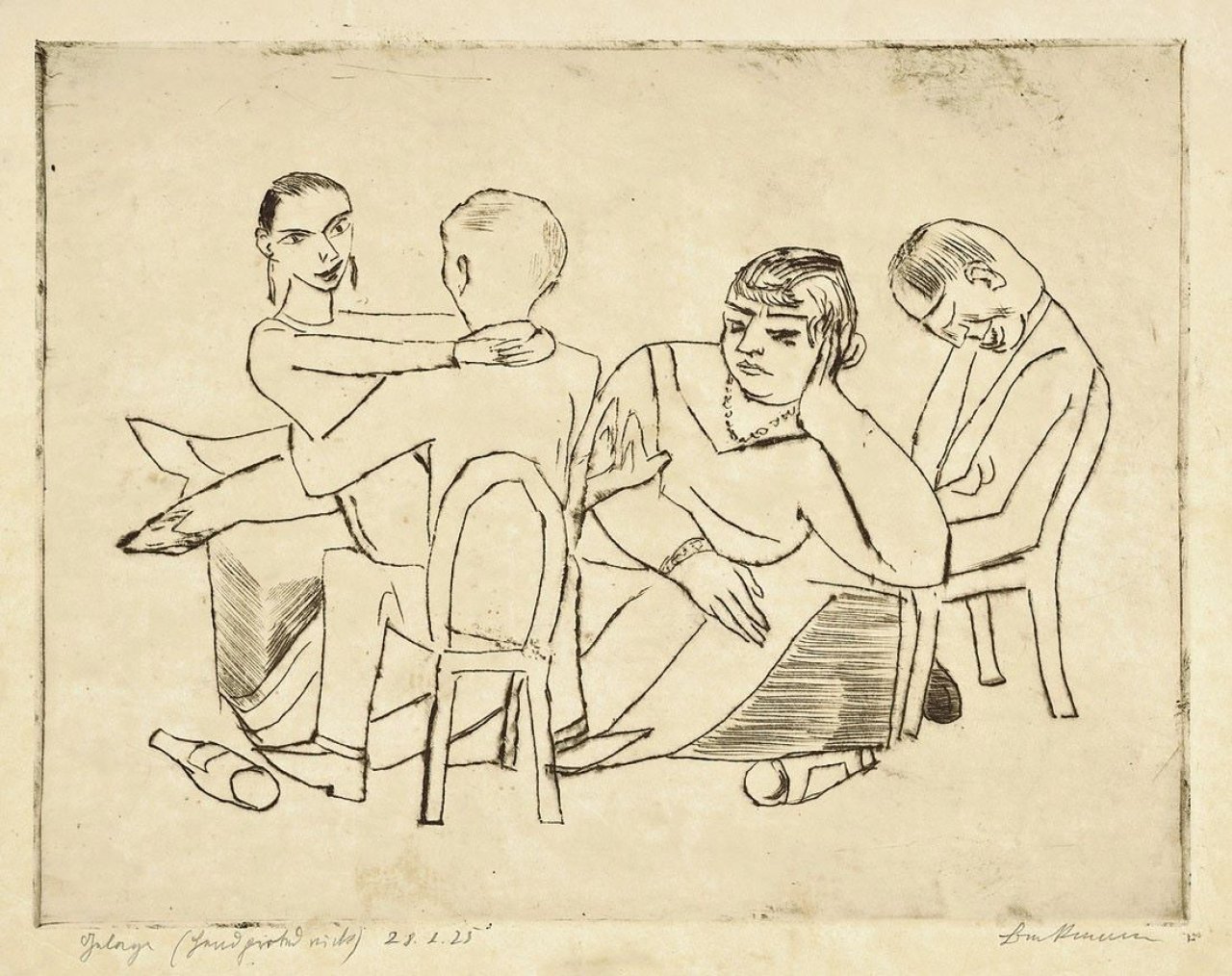 Auf diesem Bild ist das folgende Kunstwerk zu sehen: Max Beckmann. „Gelage“. 1925.