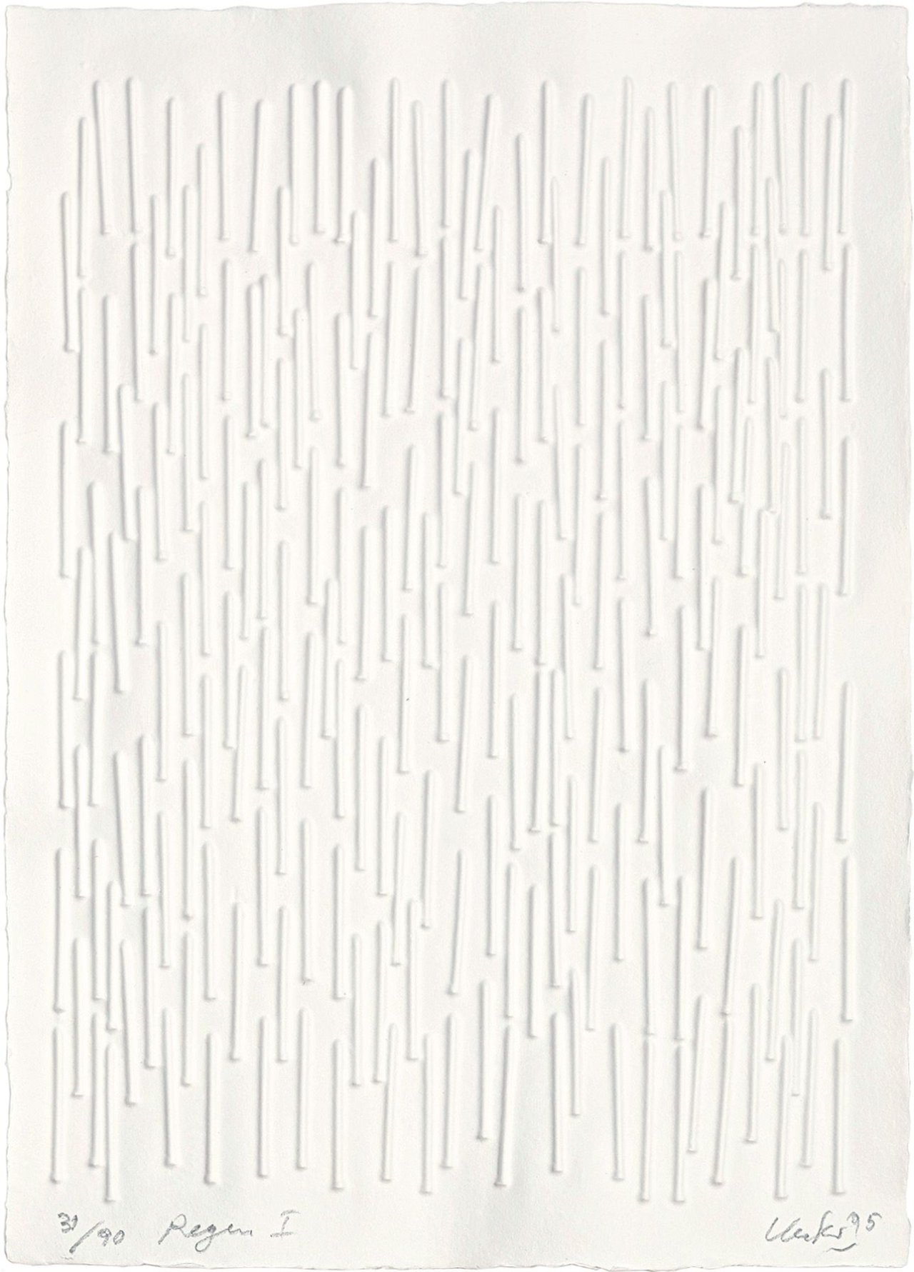 Auf diesem Bild ist das folgende Kunstwerk zu sehen: Günther Uecker. „Regen I“. 1995.