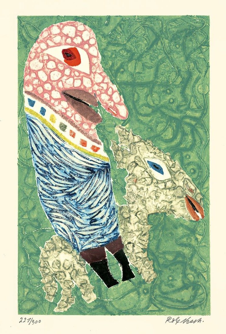 Auf diesem Bild ist das folgende Kunstwerk zu sehen: Rolf Nesch. „Eselsreiter“. 1968.