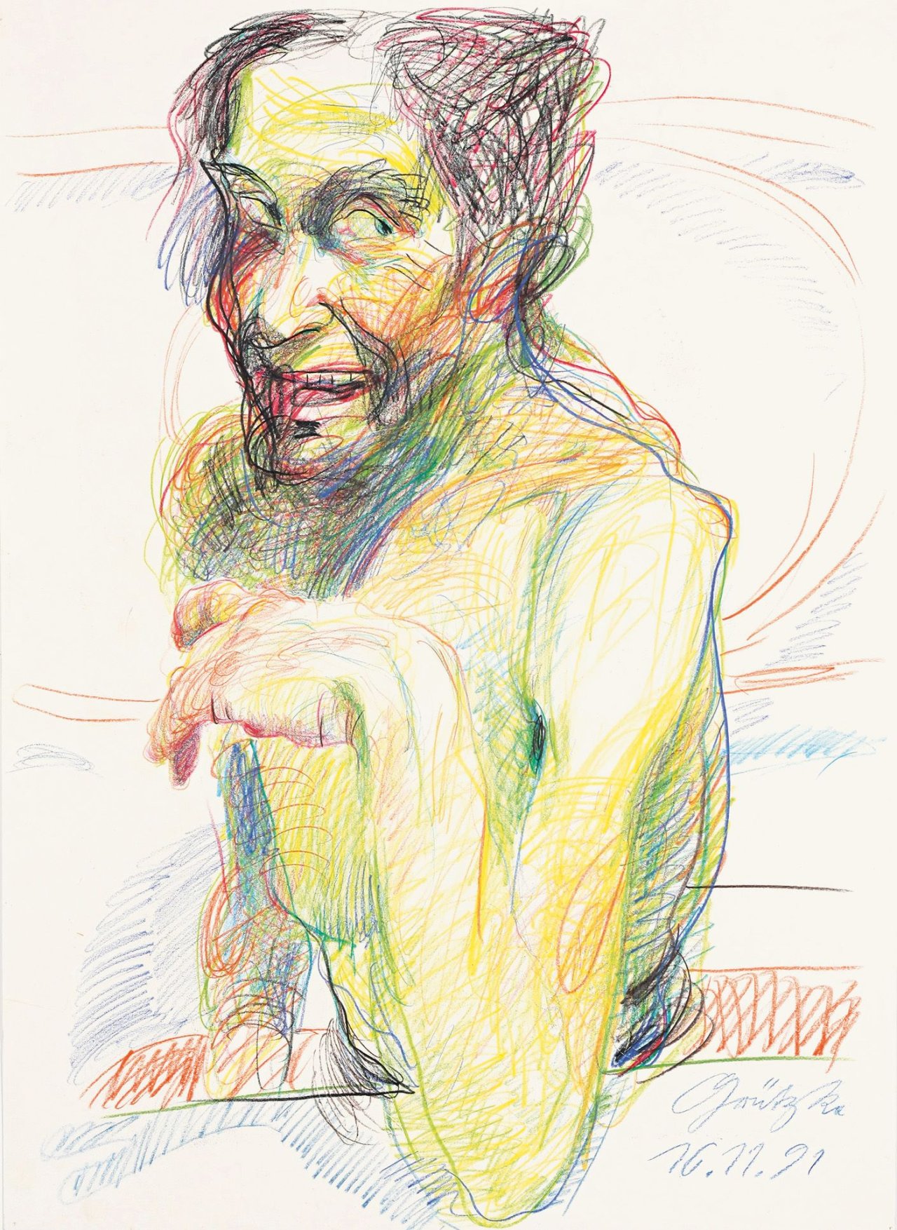 Auf diesem Bild ist das folgende Kunstwerk zu sehen: Johannes Grützke. Ohne Titel (Sabine Richter). 1991.