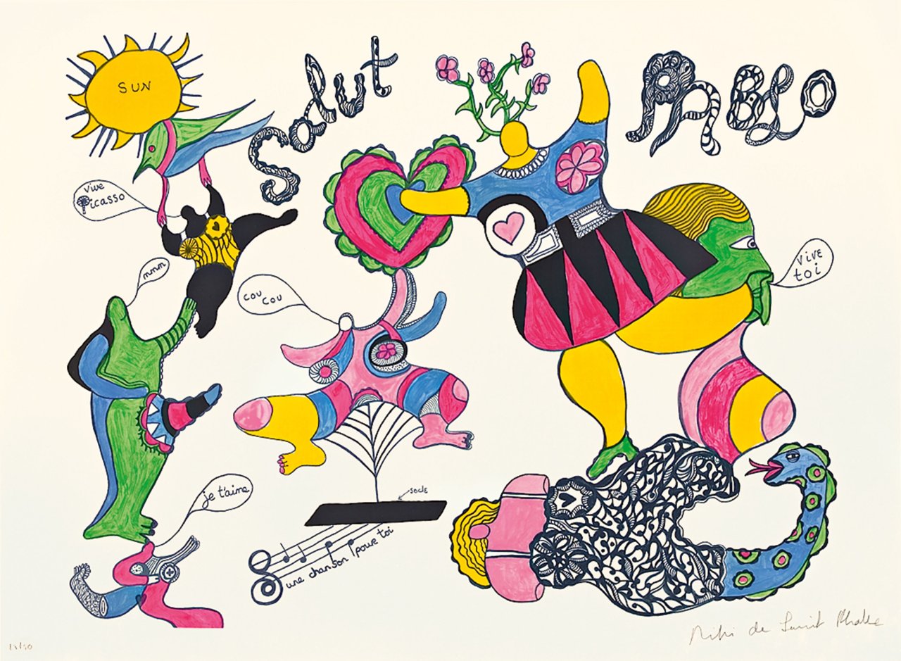 Auf diesem Bild ist das folgende Kunstwerk zu sehen: Niki de Saint Phalle. „Salut Pablo“. 1973.