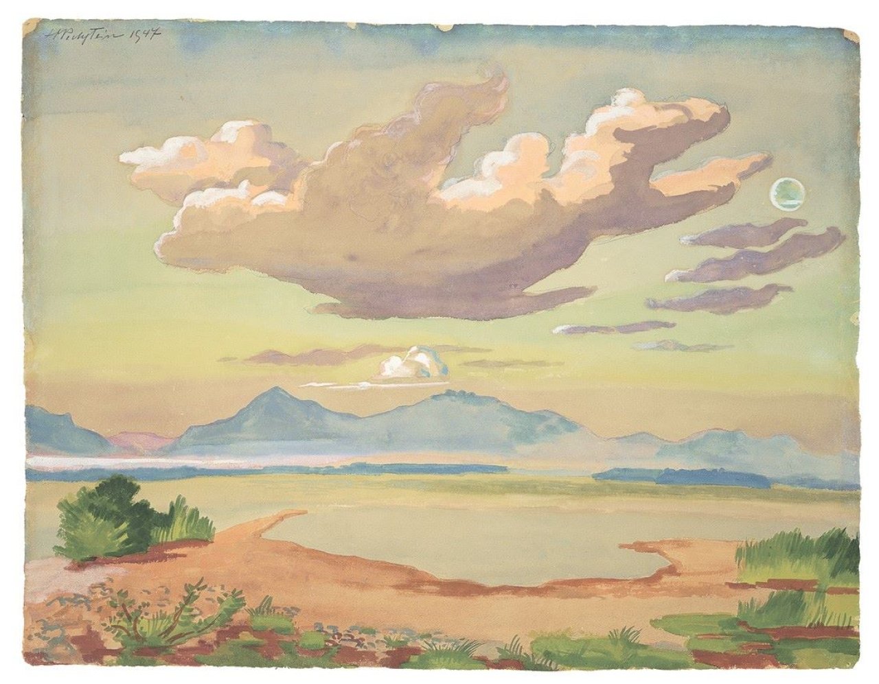 Auf diesem Bild ist das folgende Kunstwerk zu sehen: Max Pechstein. Große Wolke am Chiemsee. 1947.