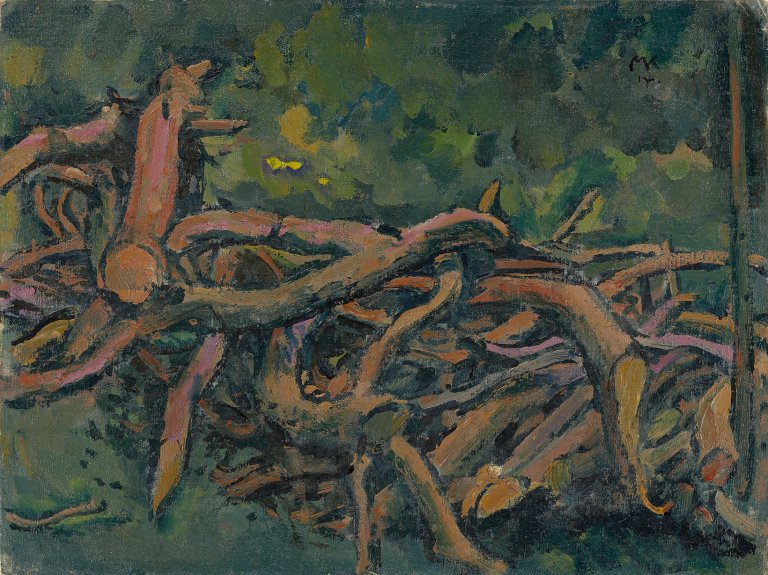 Auf diesem Bild ist das folgende Kunstwerk zu sehen: Koloman Moser. Holzstoß. 1914.