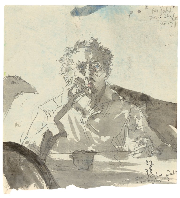 Auf diesem Bild ist das folgende Kunstwerk zu sehen: Horst Janssen. „Zur Sächle gedacht – morg´n!“. 1978.