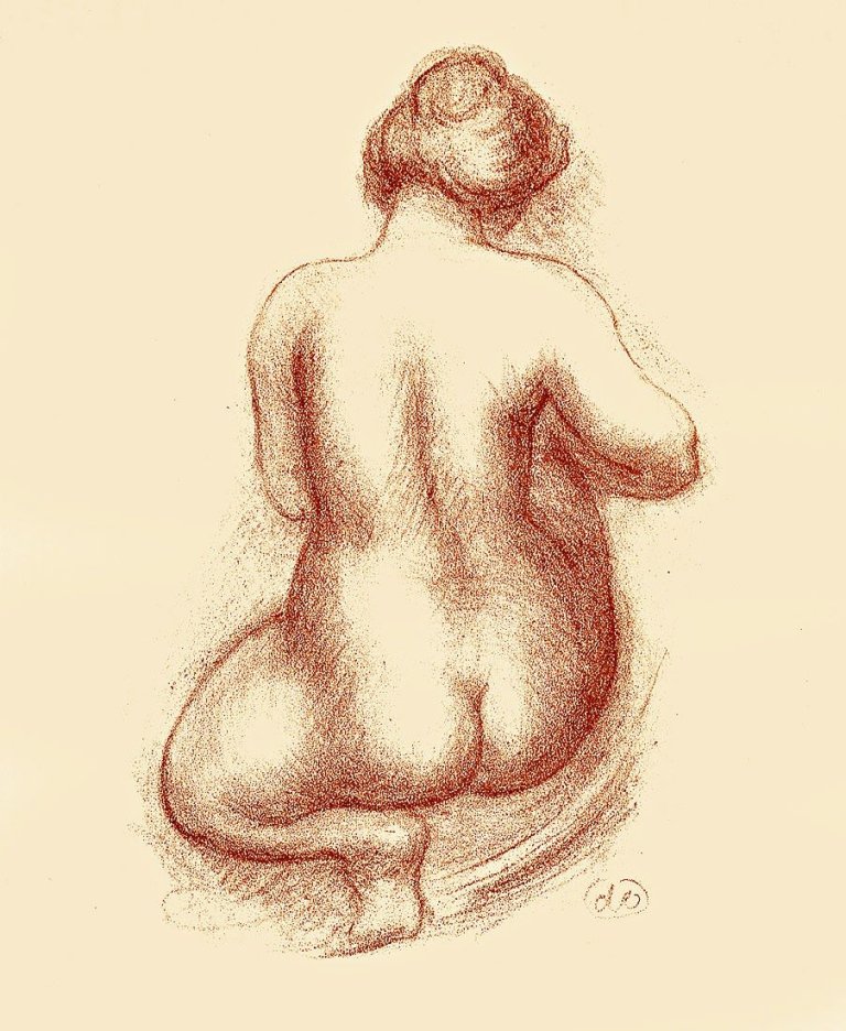 Auf diesem Bild ist das folgende Kunstwerk zu sehen: Aristide Maillol. Femme nue accroupie de dos / Femme nue de dos.
