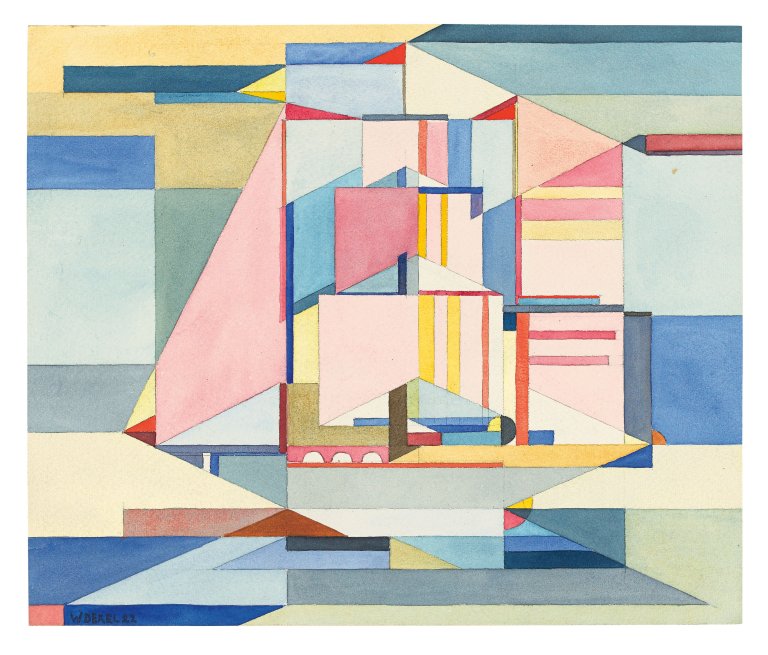 Auf diesem Bild ist das folgende Kunstwerk zu sehen: Walter Dexel. „Segelschiff“. 1922.