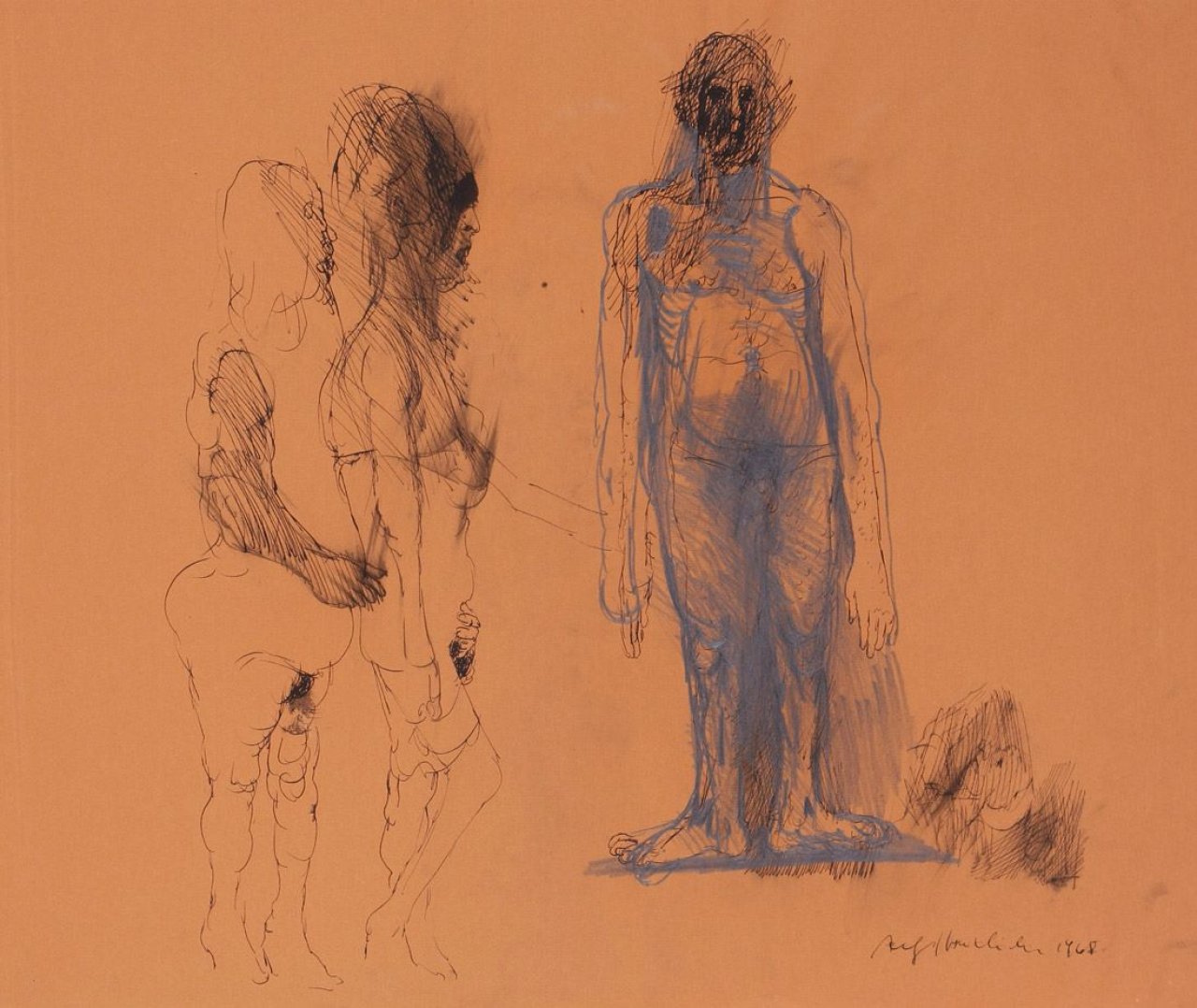 Auf diesem Bild ist das folgende Kunstwerk zu sehen: Alfred Hrdlicka. Ohne Titel. 1968.