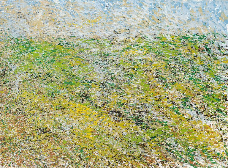 Auf diesem Bild ist das folgende Kunstwerk zu sehen: Gerda Lepke. „Wiesenlandschaft in MECKLENBURG“. 1984.
