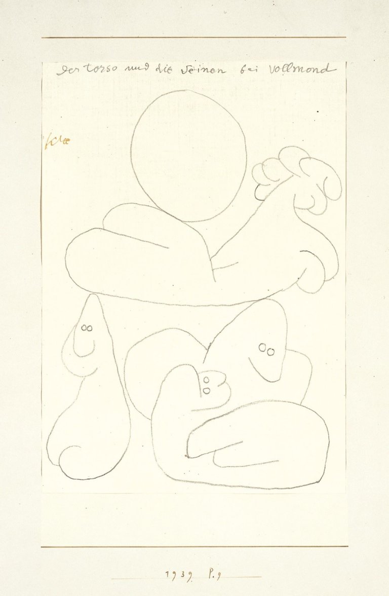 This picture shows the following artwork: Paul Klee. „Der Torso und die Seinen bei Vollmond“. 1939.