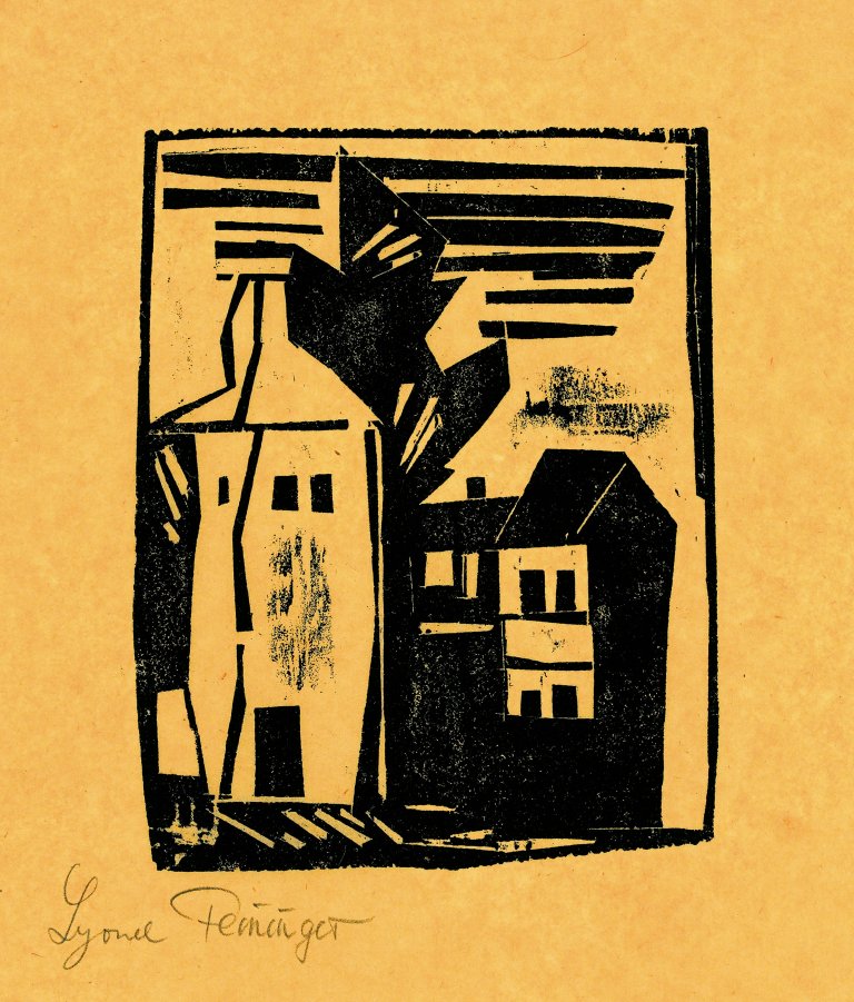 Auf diesem Bild ist das folgende Kunstwerk zu sehen: Lyonel Feininger. „Pariser Hohe Häuser“. 1918.