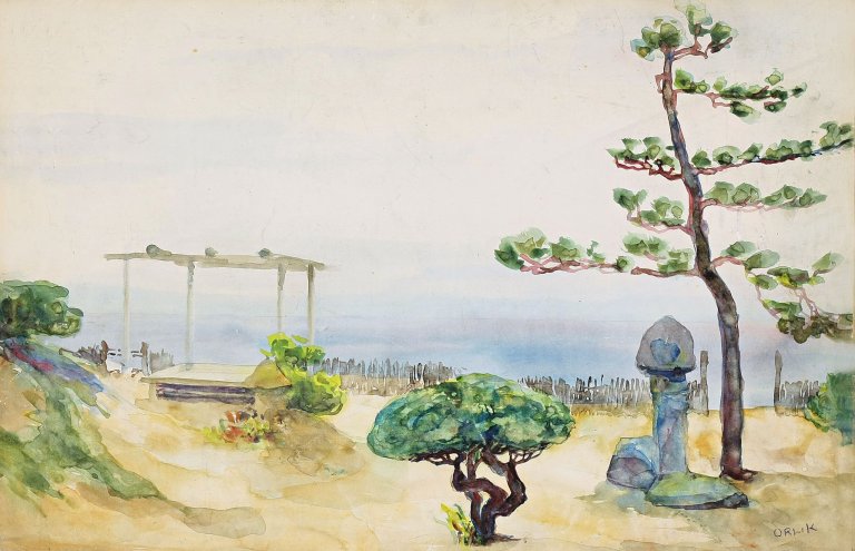 Auf diesem Bild ist das folgende Kunstwerk zu sehen: Emil Orlik. Japanischer Garten. Um 1900/1912.