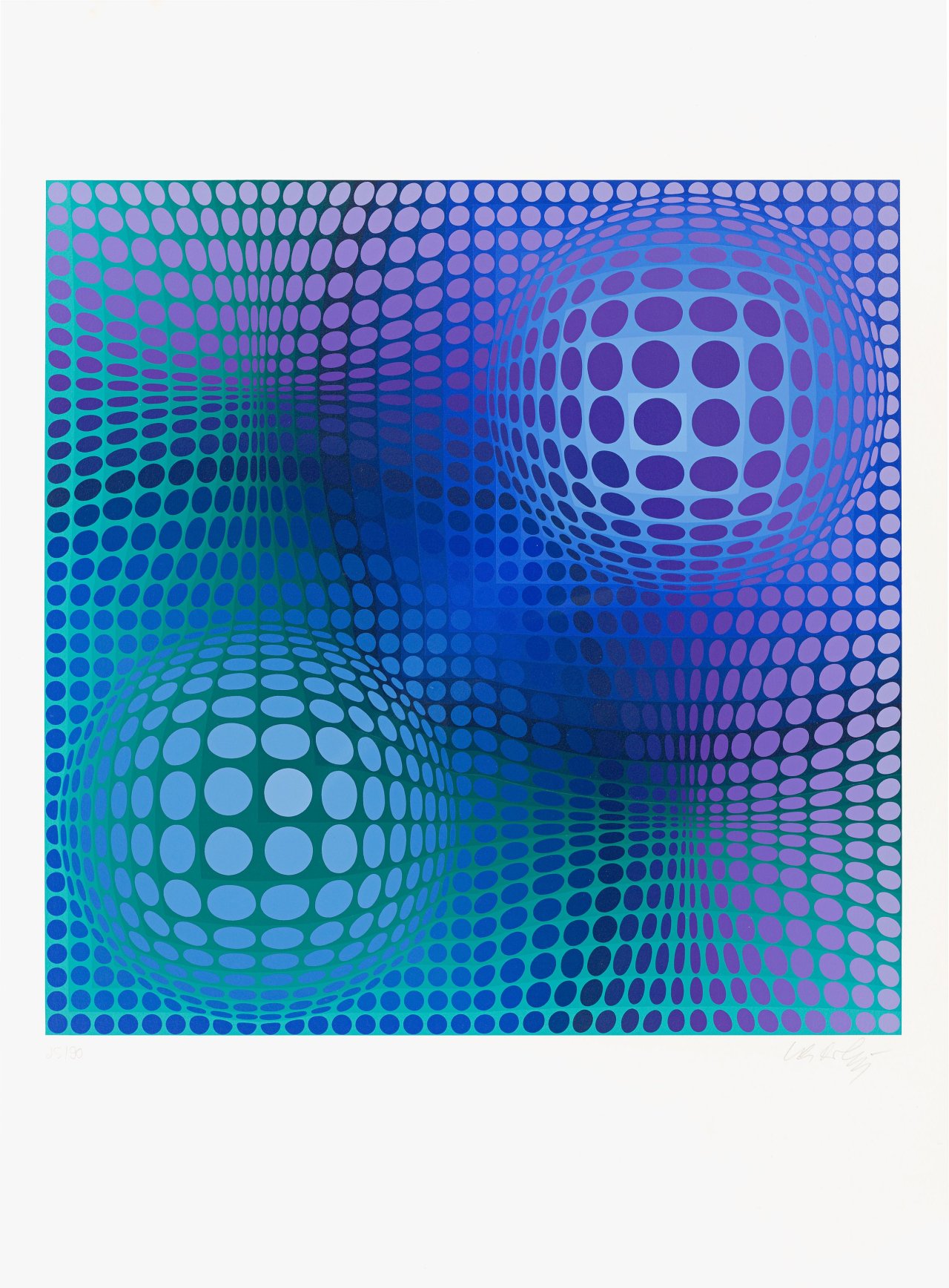 Auf diesem Bild ist das folgende Kunstwerk zu sehen: Victor Vasarely. „Hommage à Picasso“. 1973.