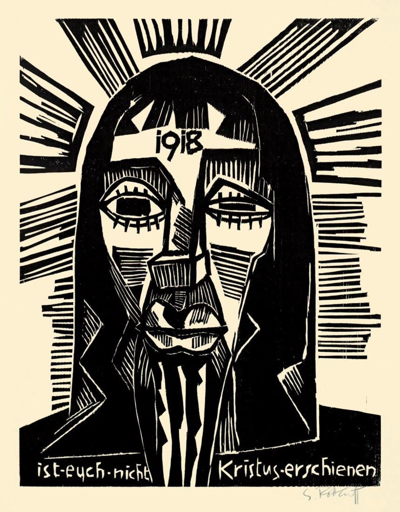 Auf diesem Bild ist das folgende Kunstwerk zu sehen: Karl Schmidt-Rottluff. „Christus“. 1918.