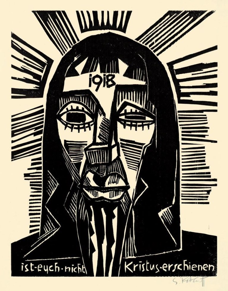 Auf diesem Bild ist das folgende Kunstwerk zu sehen: Karl Schmidt-Rottluff. „Christus“. 1918.