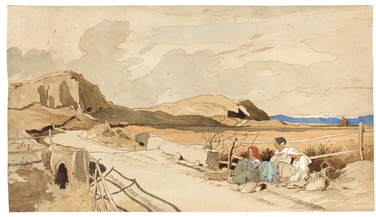 Auf diesem Bild ist das folgende Kunstwerk zu sehen: Viktor Paul Mohn. Italienische Landschaft. Um 1866/67.