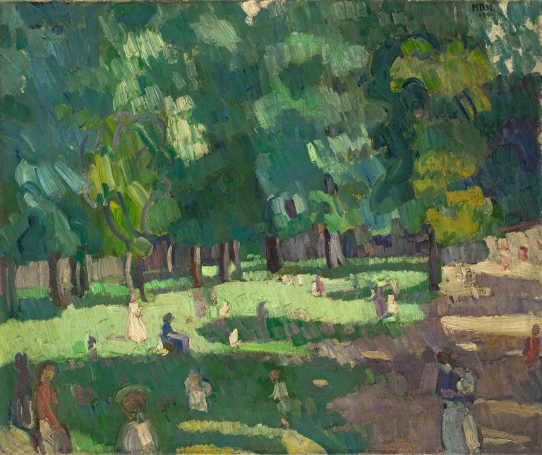 Auf diesem Bild ist das folgende Kunstwerk zu sehen: Max Beckmann. „Kinderspielplatz alter Botanischer Garten“. 1905.