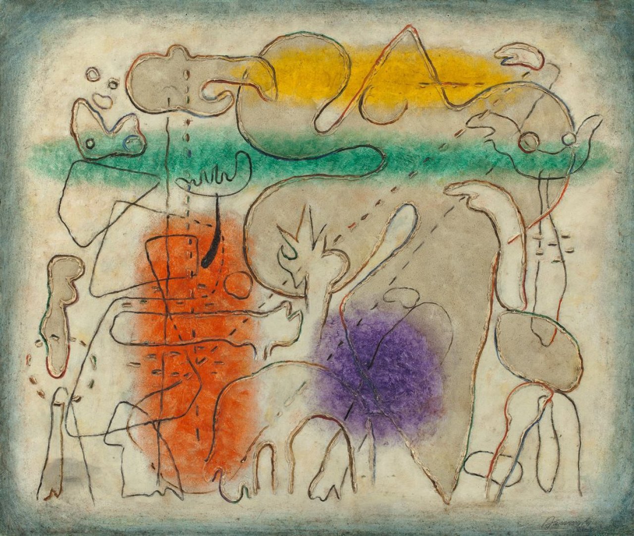 Auf diesem Bild ist das folgende Kunstwerk zu sehen: Willi Baumeister. „Jacques Callot gewidmet“. 1941.