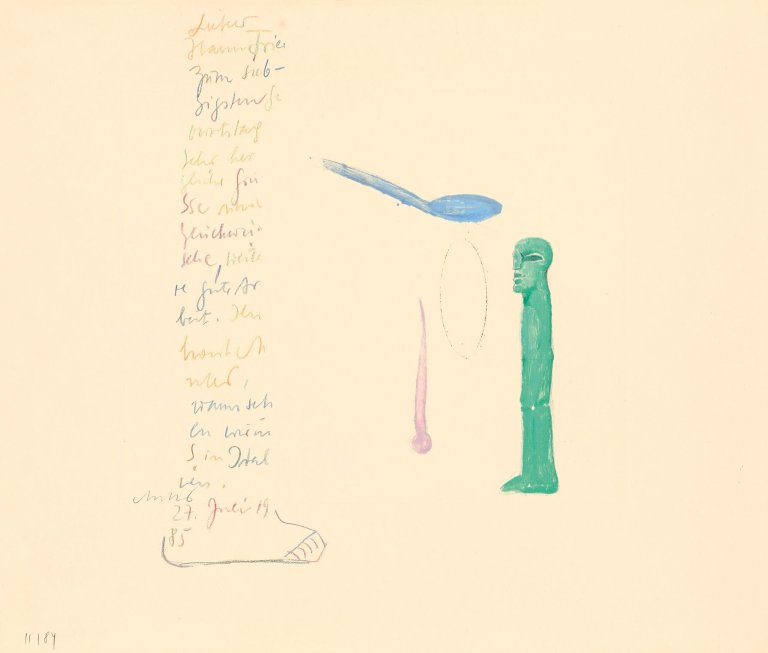 Auf diesem Bild ist das folgende Kunstwerk zu sehen: Horst Antes. Ohne Titel. 1985.