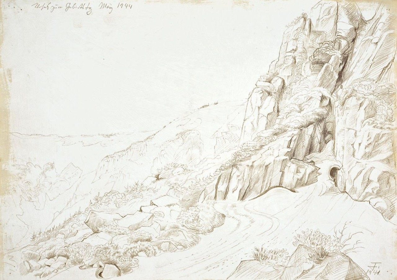 Auf diesem Bild ist das folgende Kunstwerk zu sehen: Otto Dix. „Landschaft im Riesengebirge“ („Riesengebirge“). 1941.