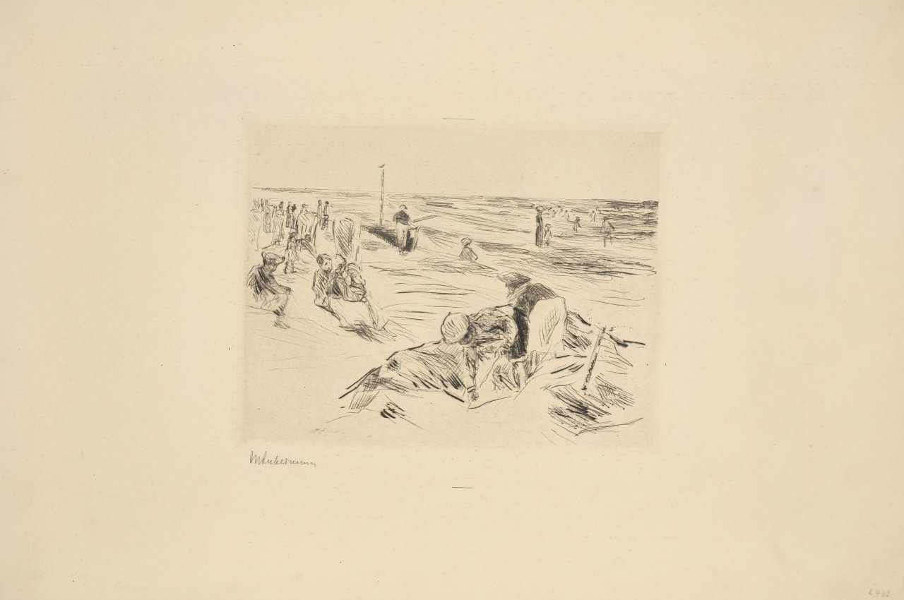 This picture shows the following artwork: Max Liebermann. ”Strandszene mit Strandkörben”. 1914.