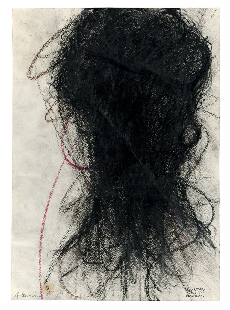 Auf diesem Bild ist das folgende Kunstwerk zu sehen: Arnulf Rainer. Übermalung Klimt. 1981.